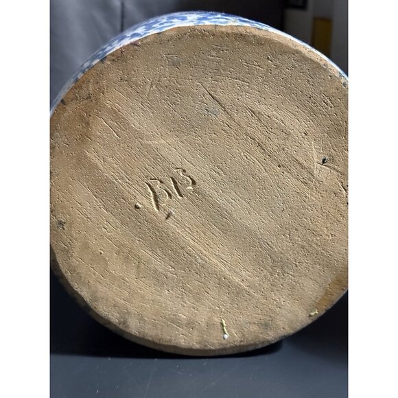 Blue Spongeware Large Storage Jars & Lids Crock Pair Of 7” And 9” - Picture 12 of 12